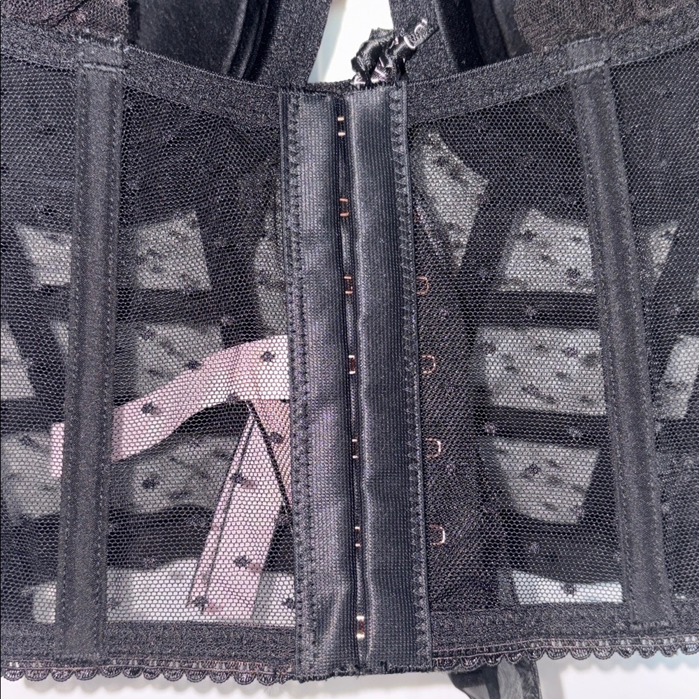 Victoria’s Secret Dotted Mesh Corset Bra NWT Black Size 34B - Picture 6 of 9